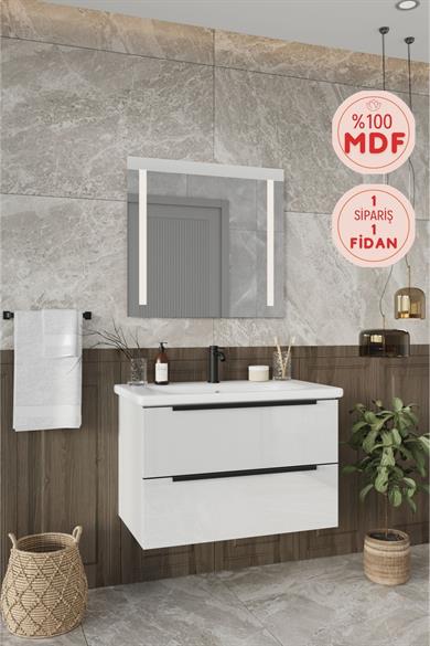 Banyo Kadife Beyaz Parlak High Gloss 80 Cm Banyo Dolabı Led Işıklı Aynalı Üst Dolap _Banyo Kadife Beyaz Parlak High Gloss 80 Cm Banyo Dolabı Led Işıklı Aynalı Üst Dolap  | En Uygun Fiyatlarla Balneom.com Online Mağazasında | KADİFE BEYAZ 80 | Banyo Dolabında Kalitenin Adresi _BALNEOM_KADİFE BEYAZ 80