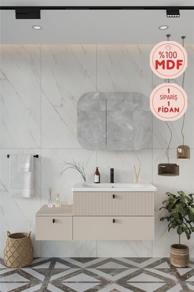 Nil 115 cm %100 Mdf Lavabolu Banyo Dolabı + Ayna_Balneom Banyo Nil 115 Cm  Lavabolu Banyo Dolabı Aynalı Üst Dolap  | En Uygun Fiyatlarla Balneom.com Online Mağazasında | NİL 100 DEMONTE | Banyo Dolabında Kalitenin Adresi _BALNEOM_NİL 115 CM