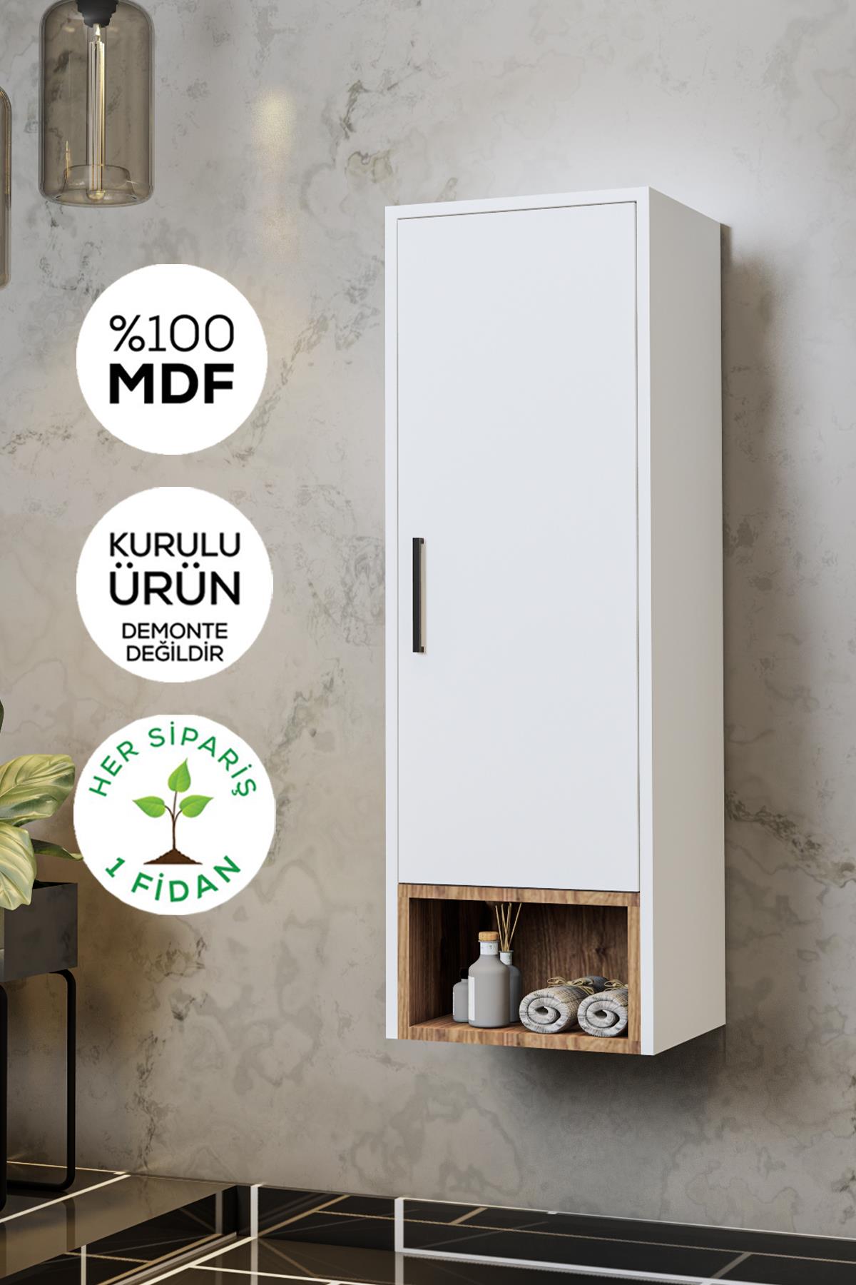 Balneom Banyo Karanfil 120 Cm Beyaz Banyo Boy Dolabı 