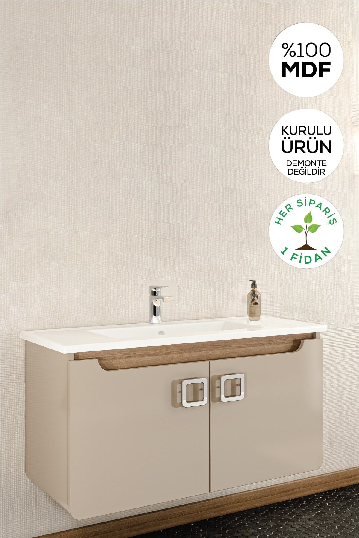 Balneom Banyo Selvi 65 Cm Banyo Alt Dolabı Lavabo 