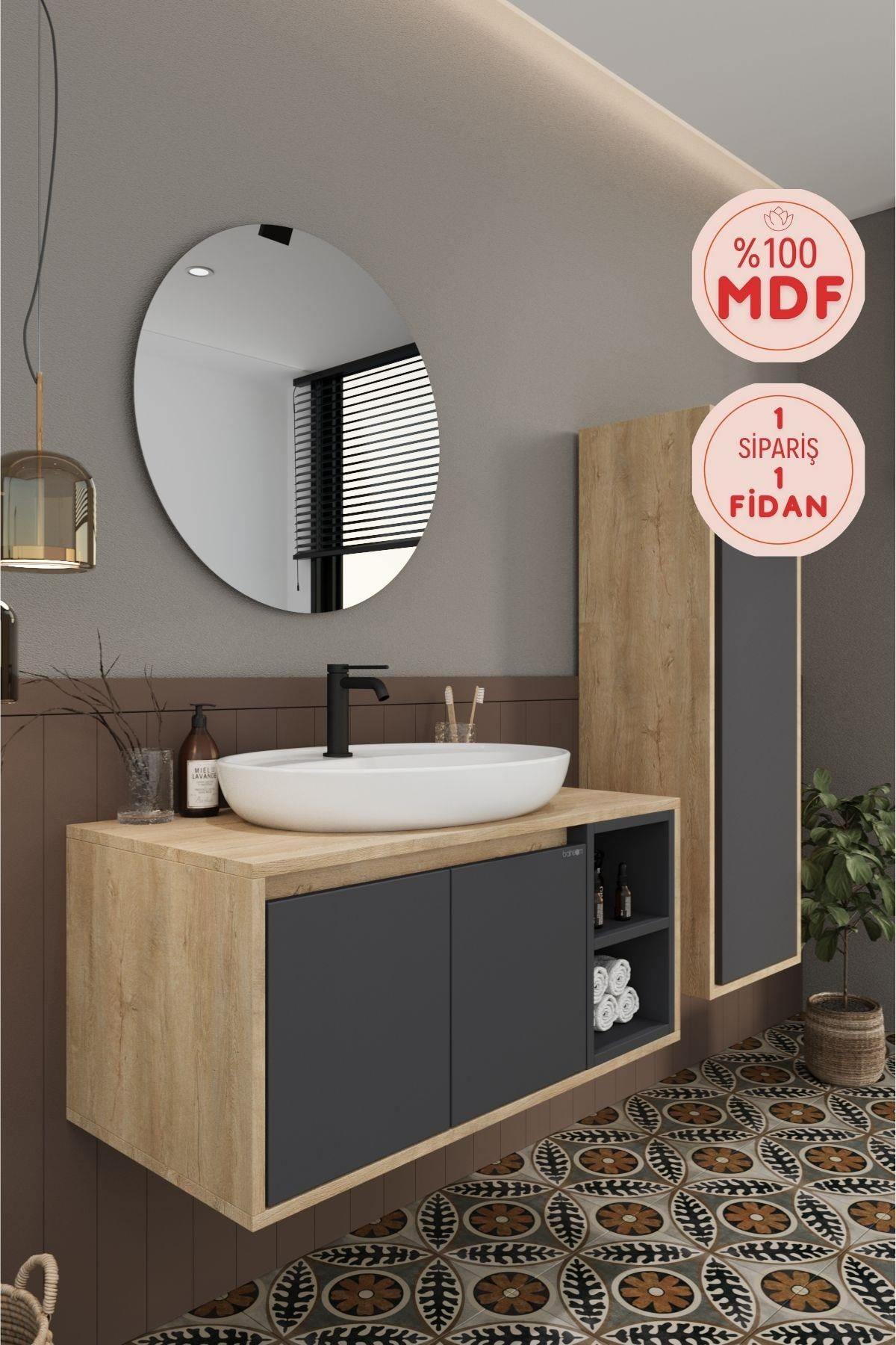 Balneom Gül 90 Cm Banyo Dolabı Ayna Lavabo Boy Dolabı_Balneom Gül 90 Cm Banyo Dolabı Ayna Lavabo Boy Dolabı | En Uygun Fiyatlarla Balneom.com Online Mağazasında | GUL ANTRASİT 90 SET | Banyo Dolabında Kalitenin Adresi _BALNEOM_GUL ANTRASİT 90 SET