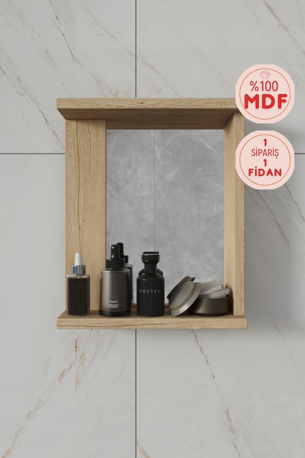 BALNEOM Menekşe Aynalı %100 Mdf Duvar Rafı__BALNEOM_Aynalı Raf