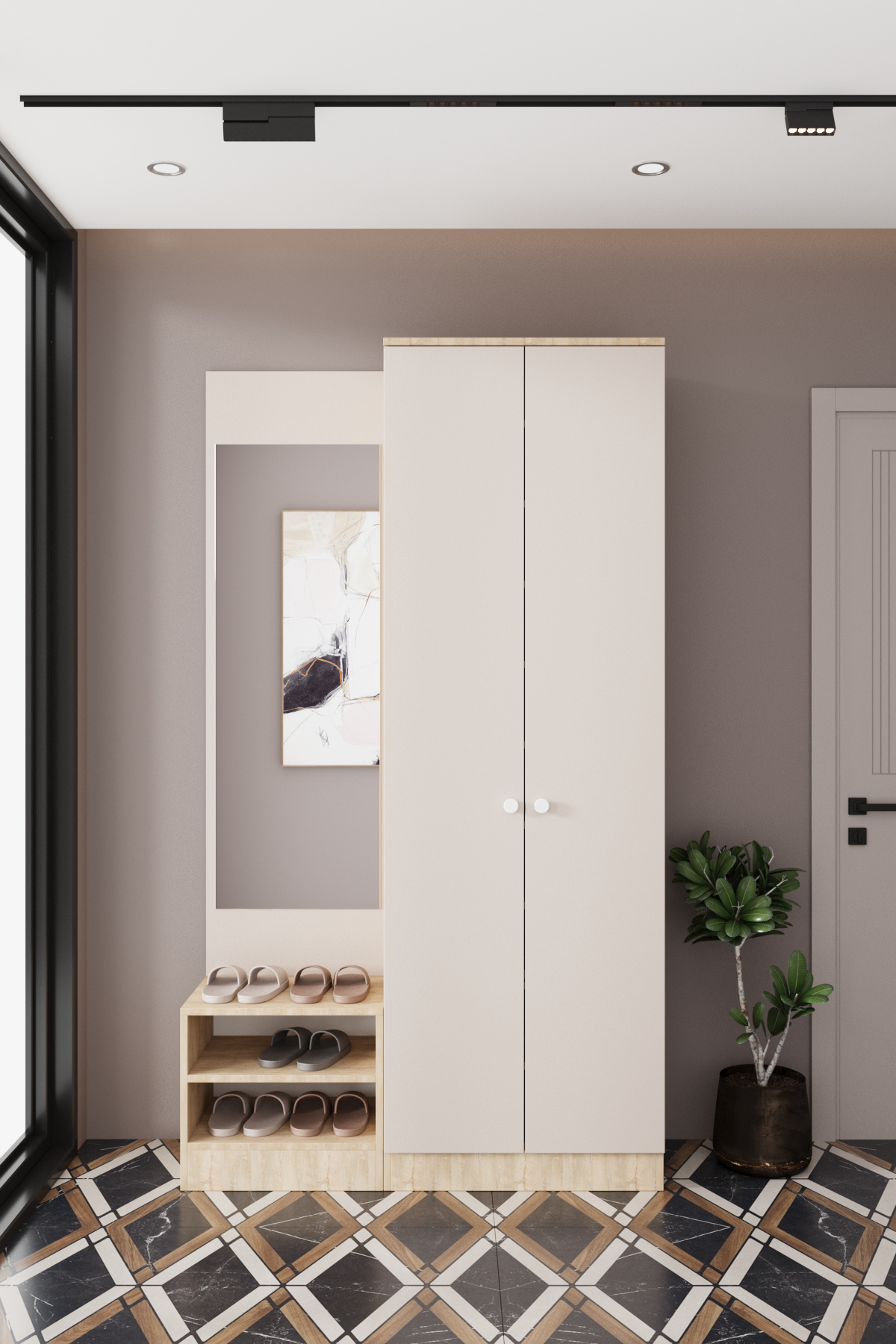 Evora 11-P Modern Portmanto Askılı Vestiyer Vizon - Lefkas__BALNEOM_evora 11-P
