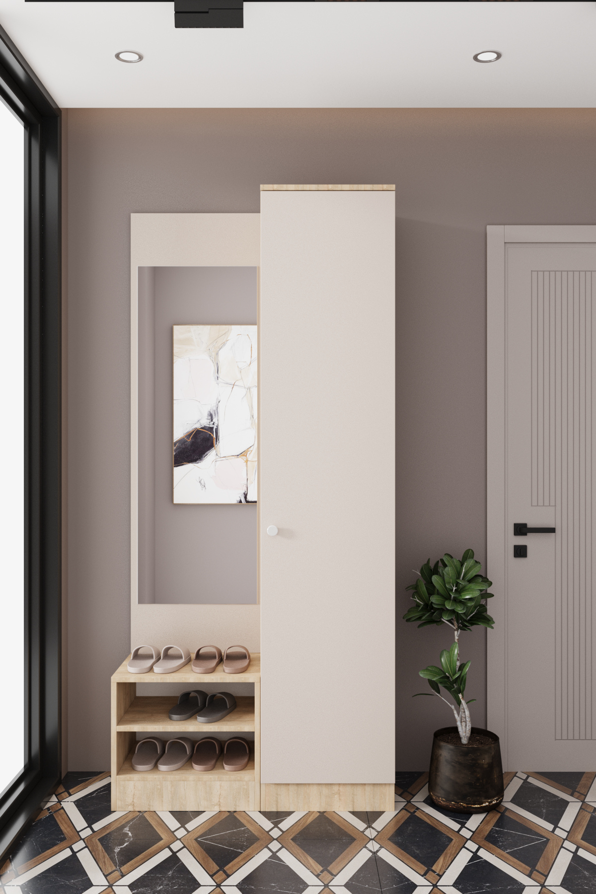 Evora 12-P Modern Portmanto Askılı Vestiyer Vizon - Lefkas__BALNEOM_evora 12-P