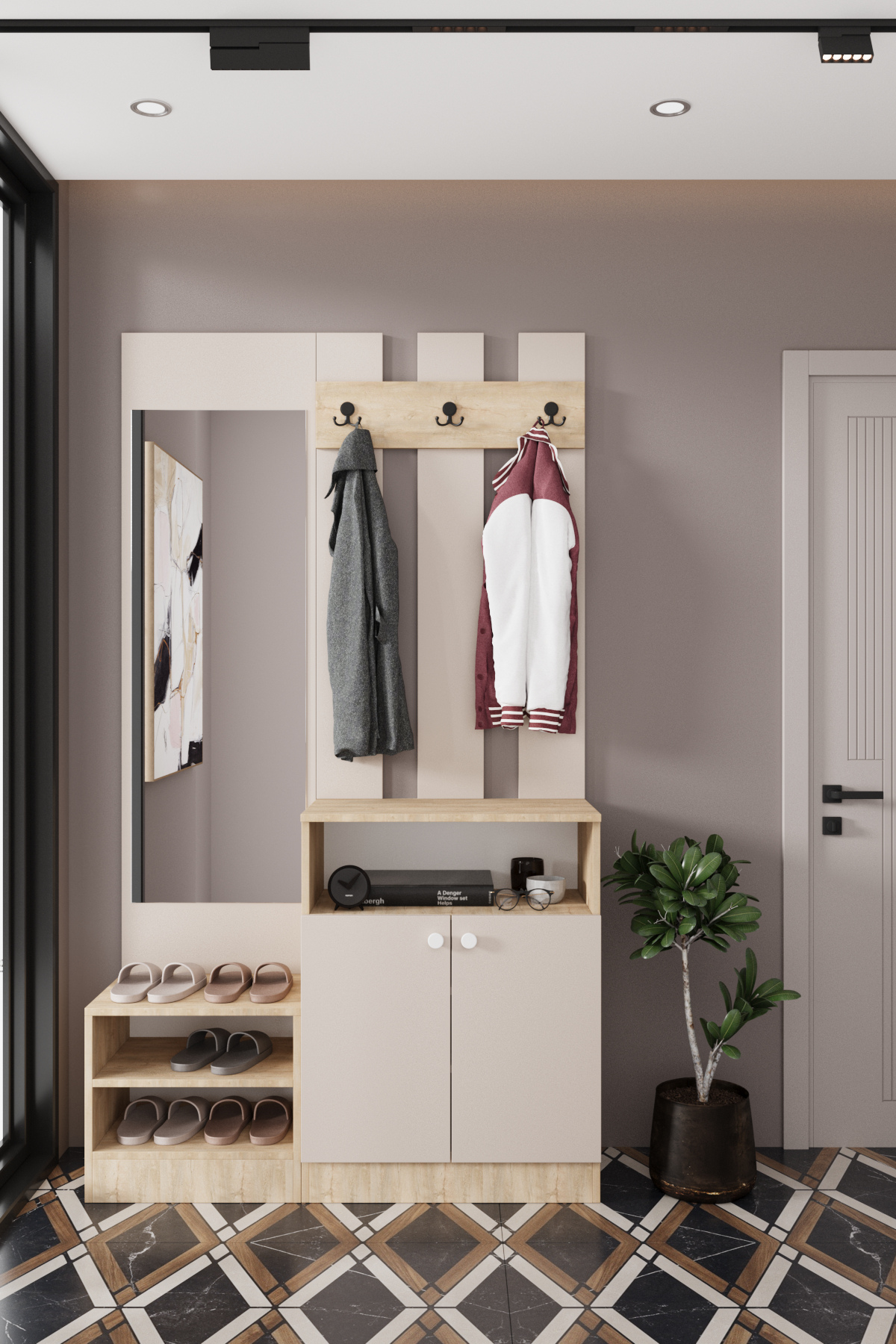 Evora 13 Modern Portmanto Askılı Vestiyer Vizon - Lefkas__BALNEOM_evora 13