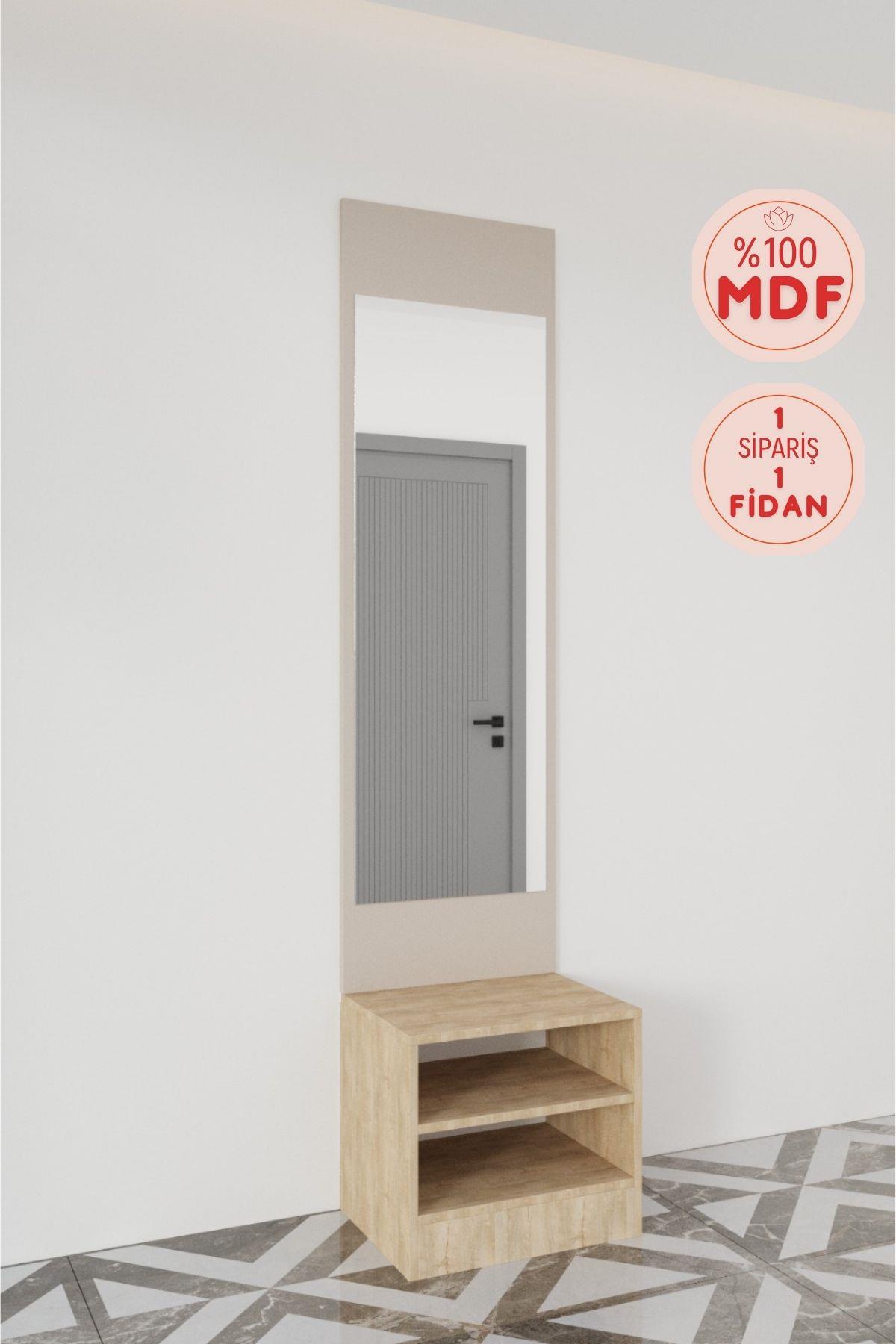 Evora 2 Modern Portmanto Aynalı Ayakkabılık Vestiyer Vizon - Lefkas__BALNEOM_evora 2