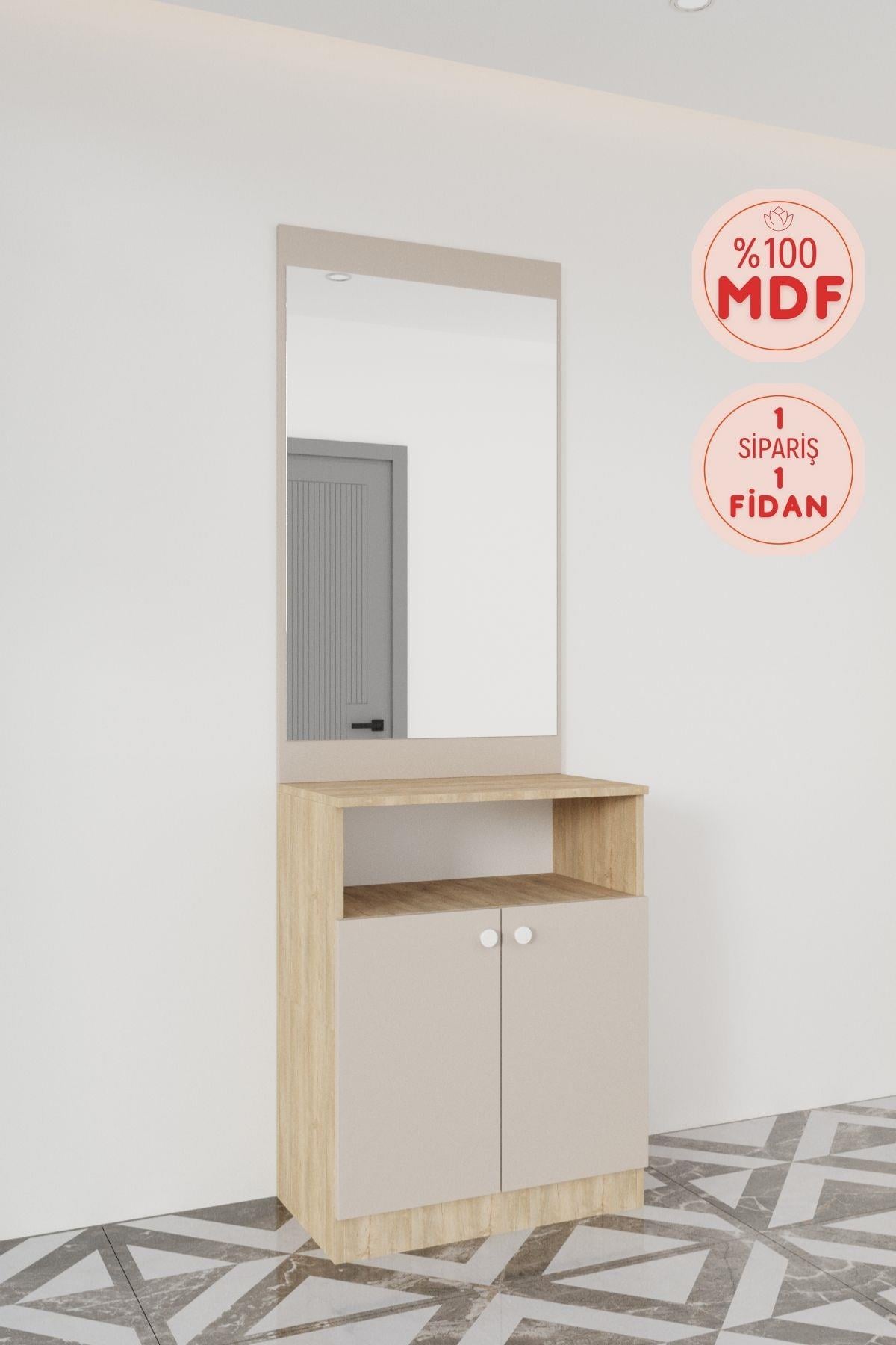 Evora 3 Modern Portmanto Askılı Ayakkabılık Vestiyer Vizon - Lefkas__BALNEOM_evora 3