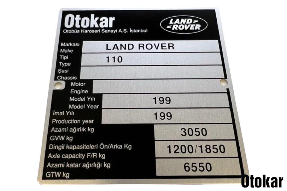 DEFENDER ARAÇ TANITIM ETİKETİ (PLAKET) 110 EM 71A00-72058-AC 
