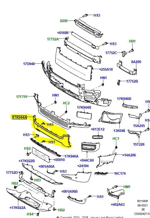 ÖN TAMPON ALTI KAPAK PİYANO BLACK NEW DEFENDER LR156934