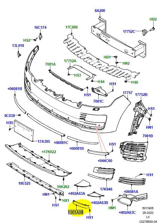 ÖN TAMPON BRAKETİ SAĞ RANGE ROVER VOGUE LR098434