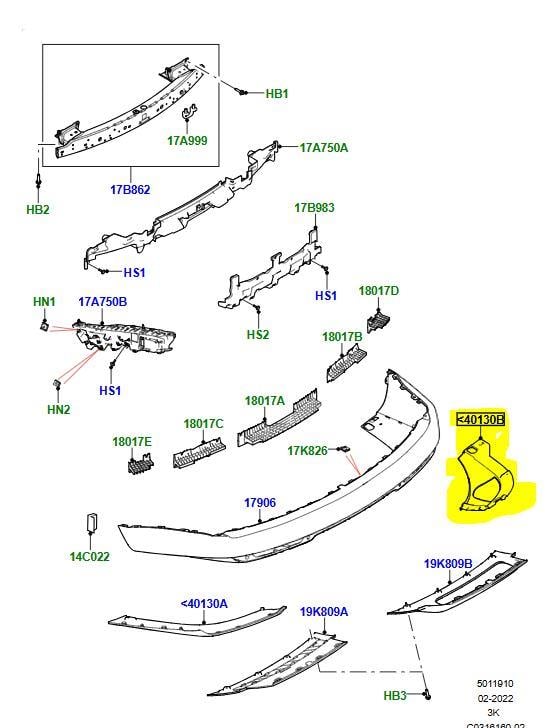 ARKA TAMPON BRAKETİ SOL RANGE ROVER VOGUE L460 2022-2025 LR174445 LR174444 LR155007 LR151104
