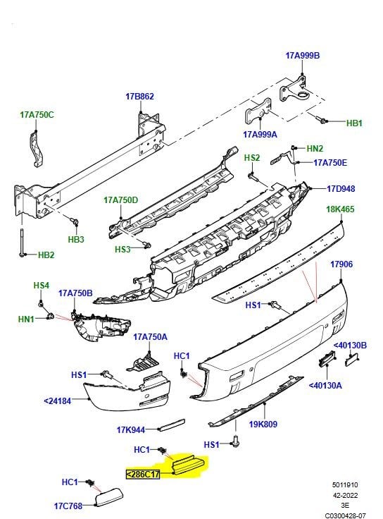 ARKA TAMPON KÖŞE KAPAĞI SOL NEW DEFENDER LR133563 - LR159288 - LR164653 - LR166100