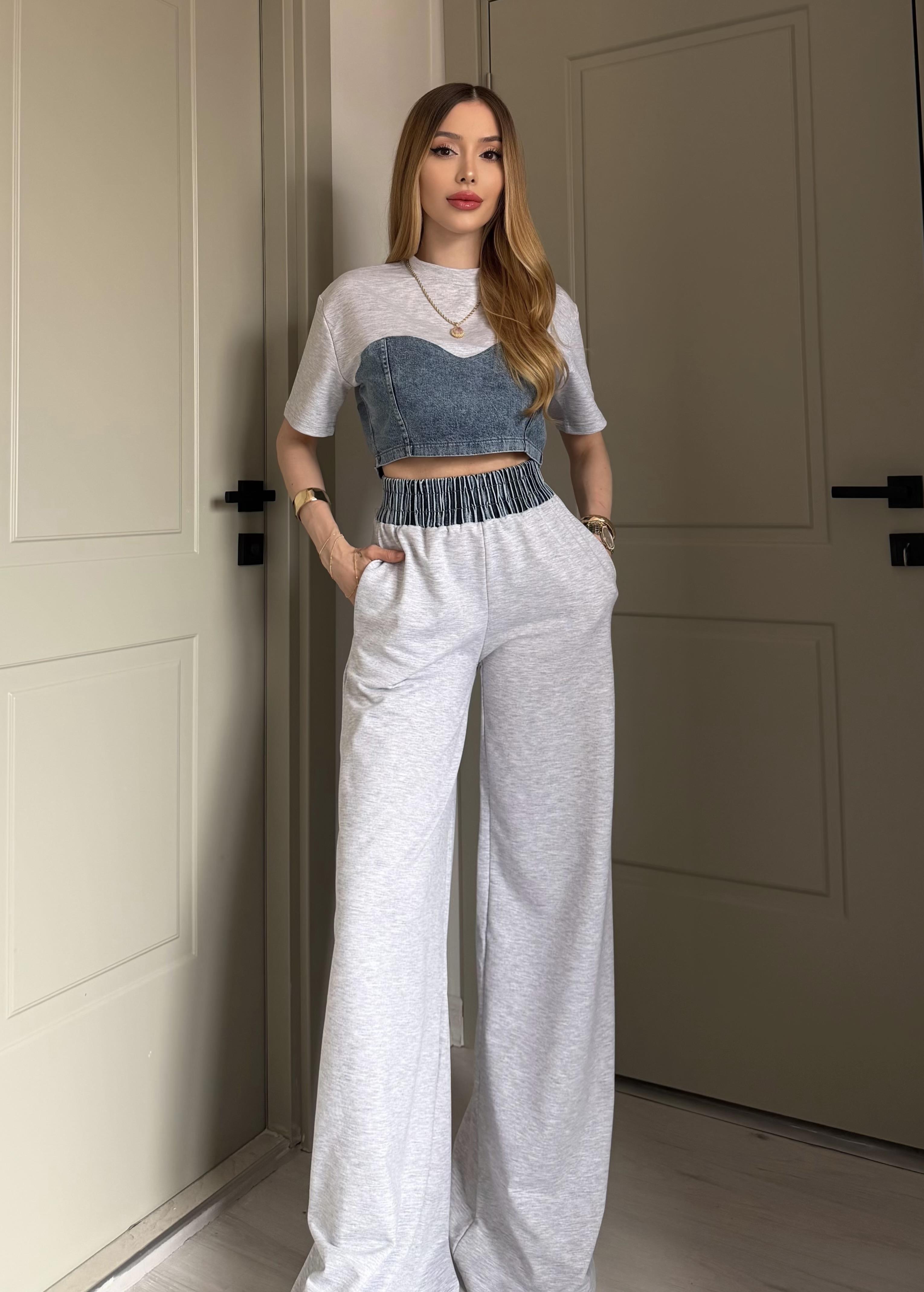 Blue Form Denim Contrast Takım