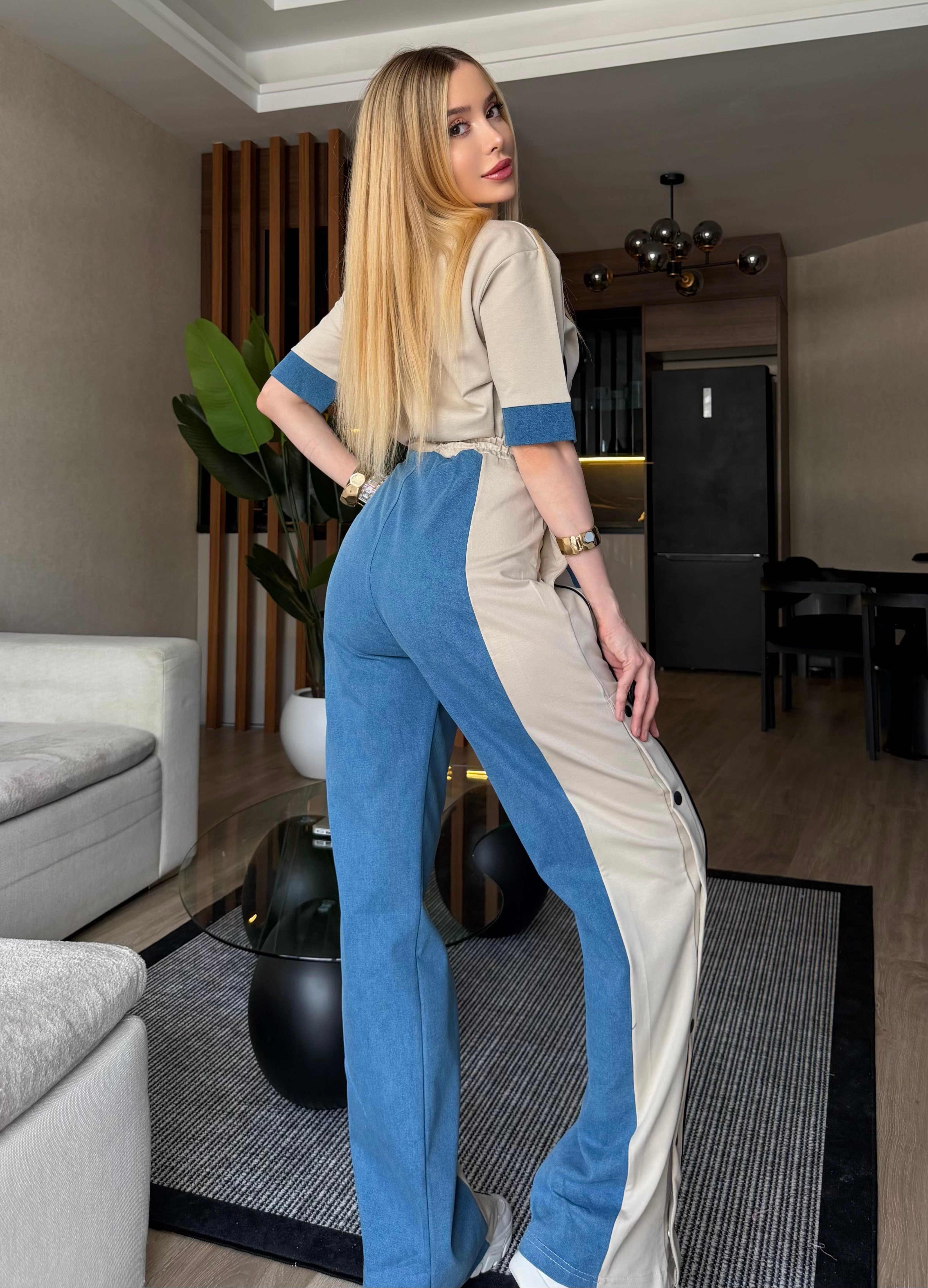 Denim Motion Çıtçıt Detaylı Tasarım Takım Taş