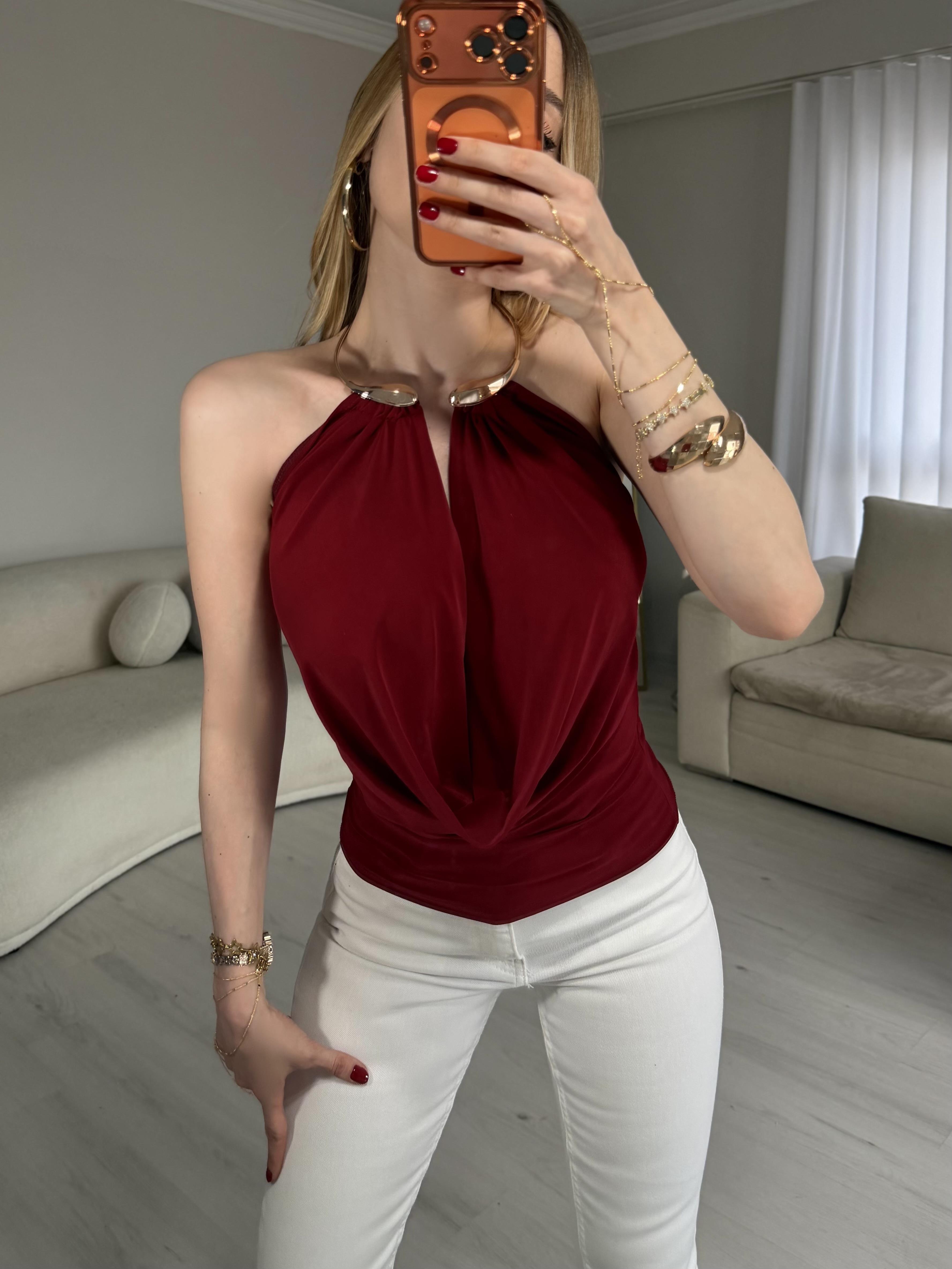 Golden Frame Glow Drapeli Bluz Bordo