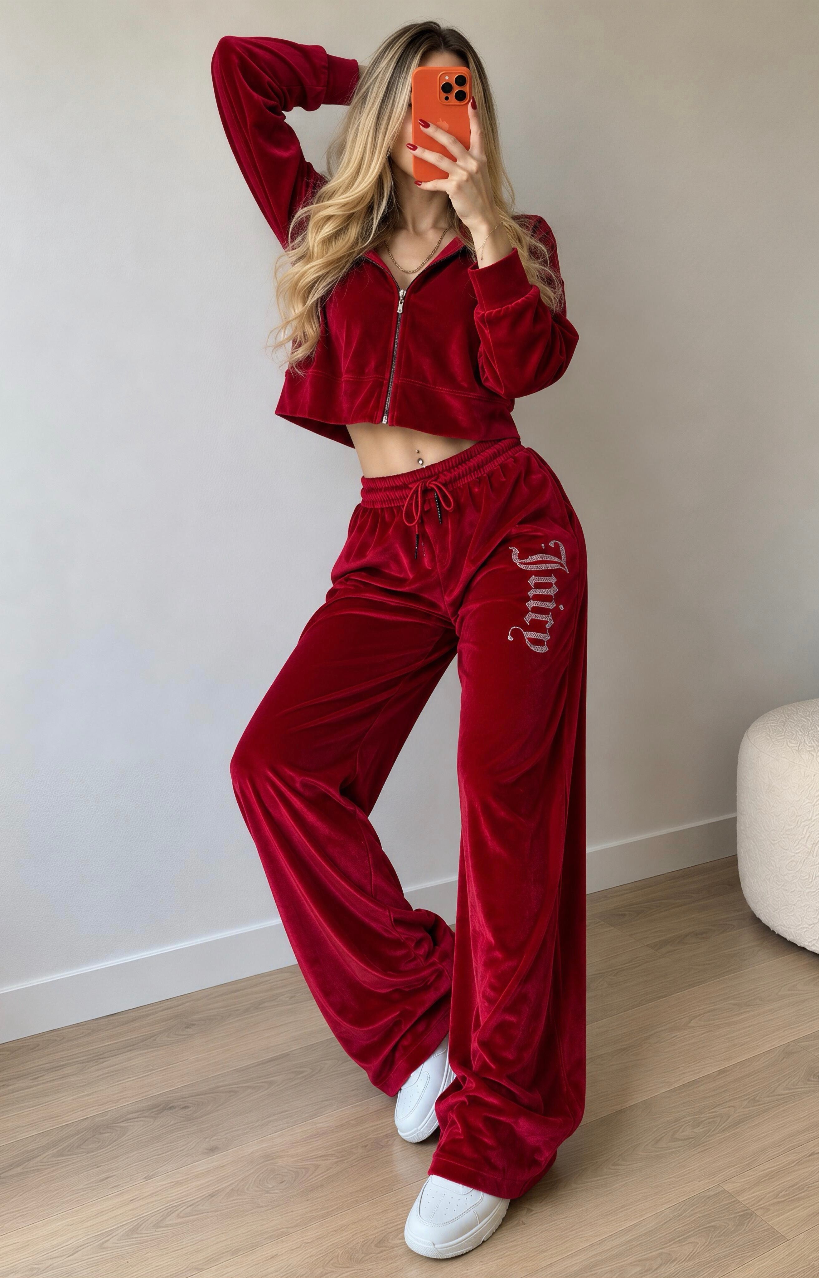 Juicy Mood Kadife Taş Detaylı Takım