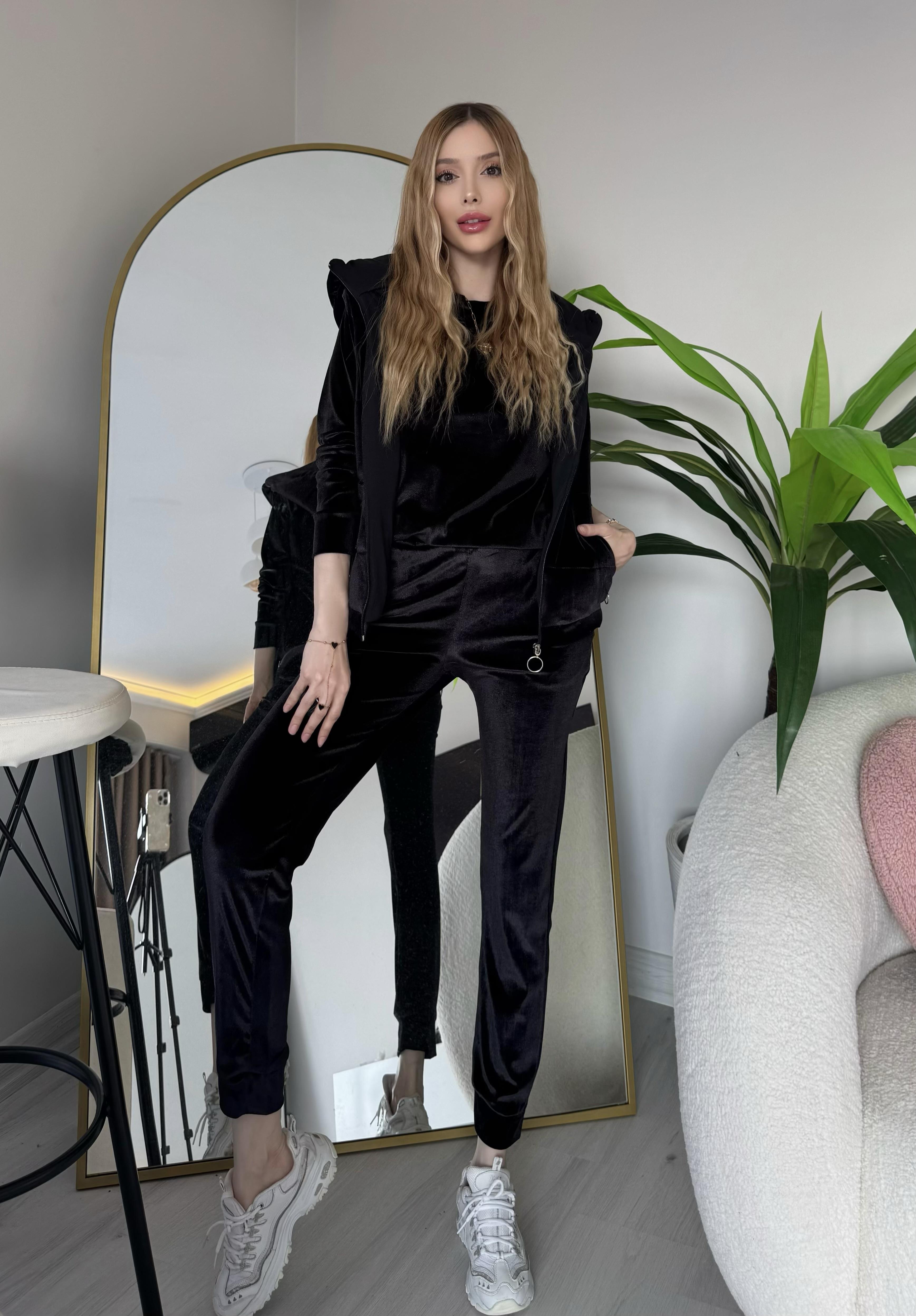 Kadife Kumaş 3lü Lumière Luxe Set Siyah