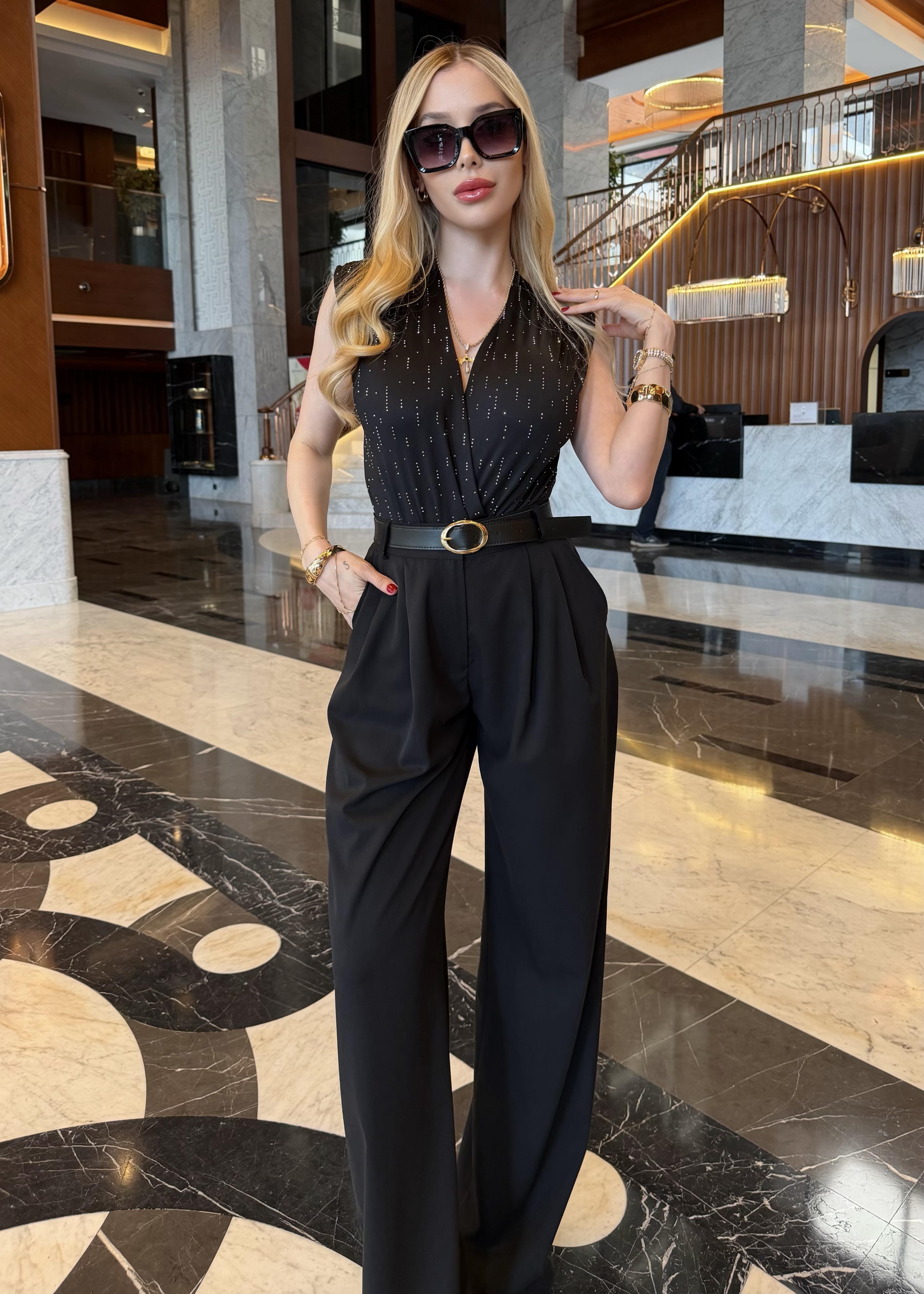 Kolsuz Starlight Touch Drapeli V yaka Çıtçıtlı Body