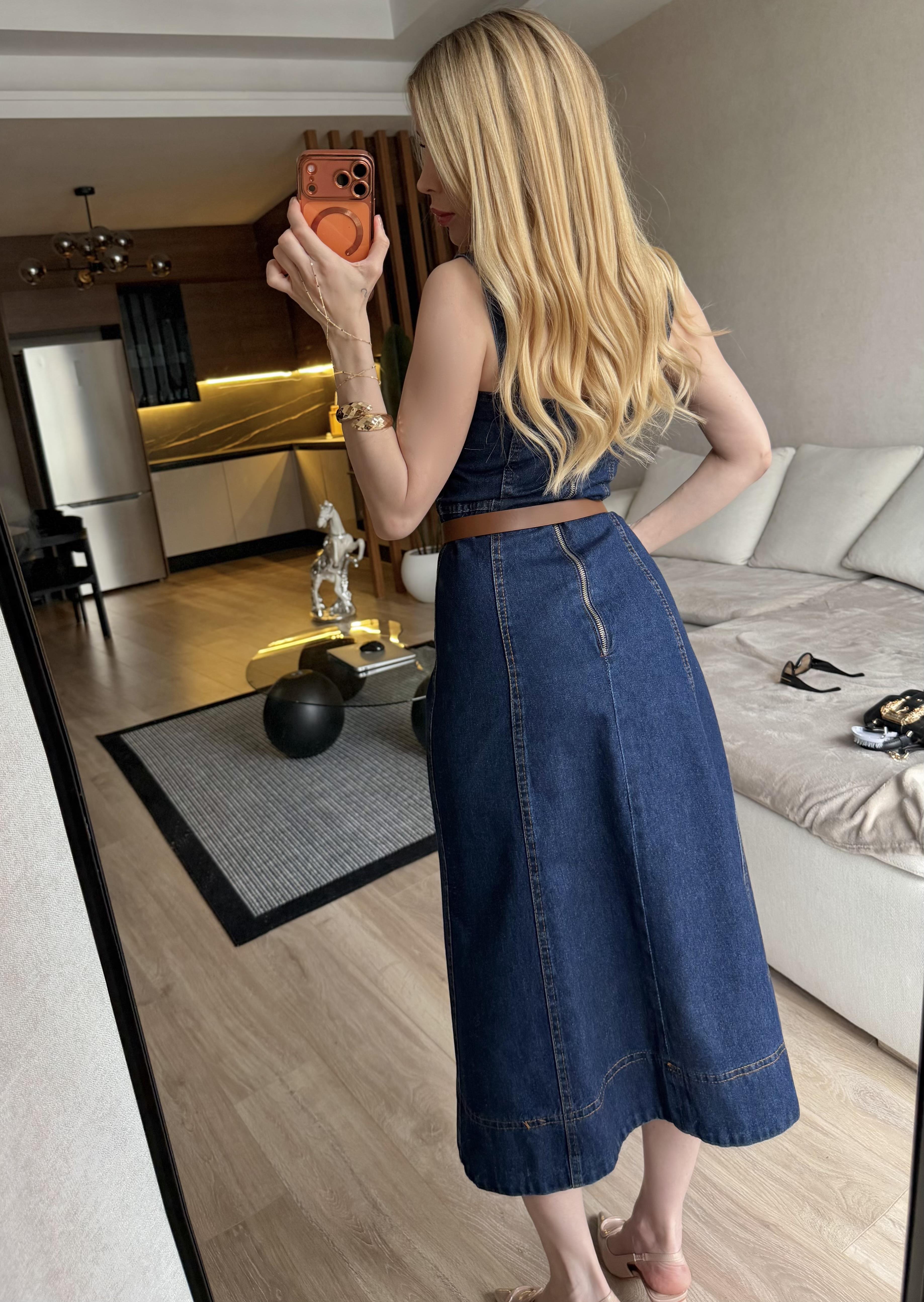 Monroe Denim Midi Elbise