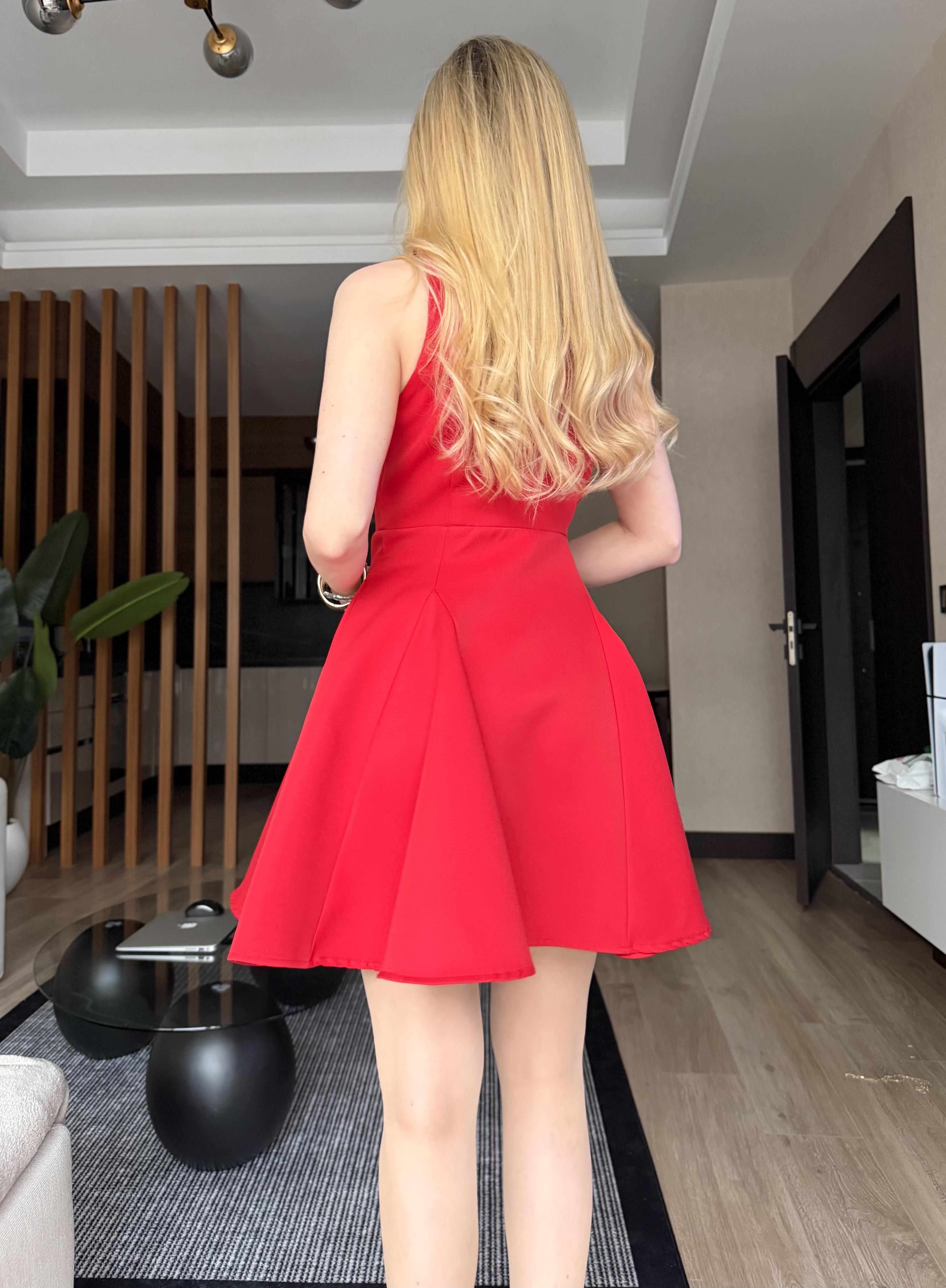Queen Line Gold Düğmeli Fit Elbise