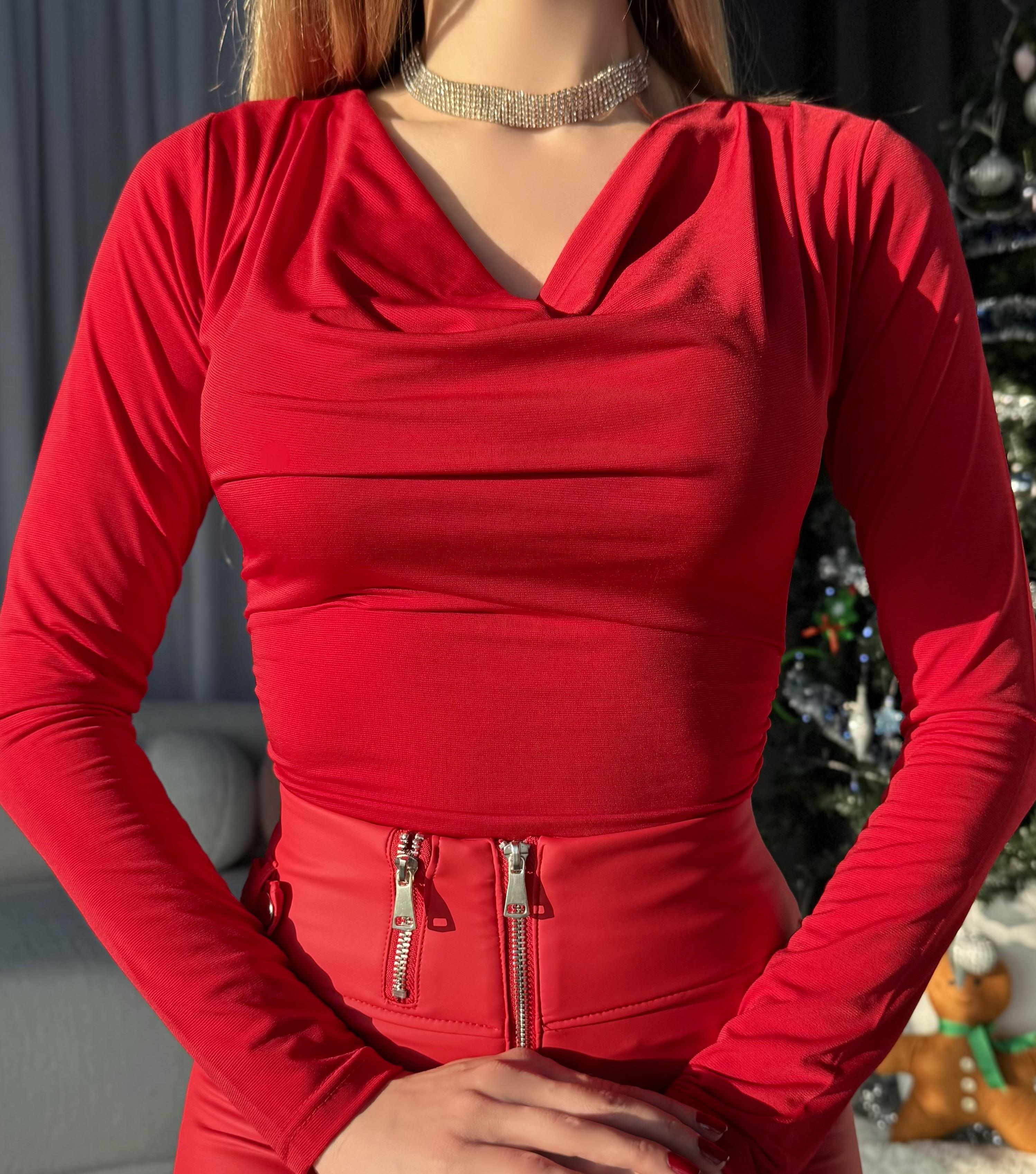 Sandy Kumaş Drapeli Bluz