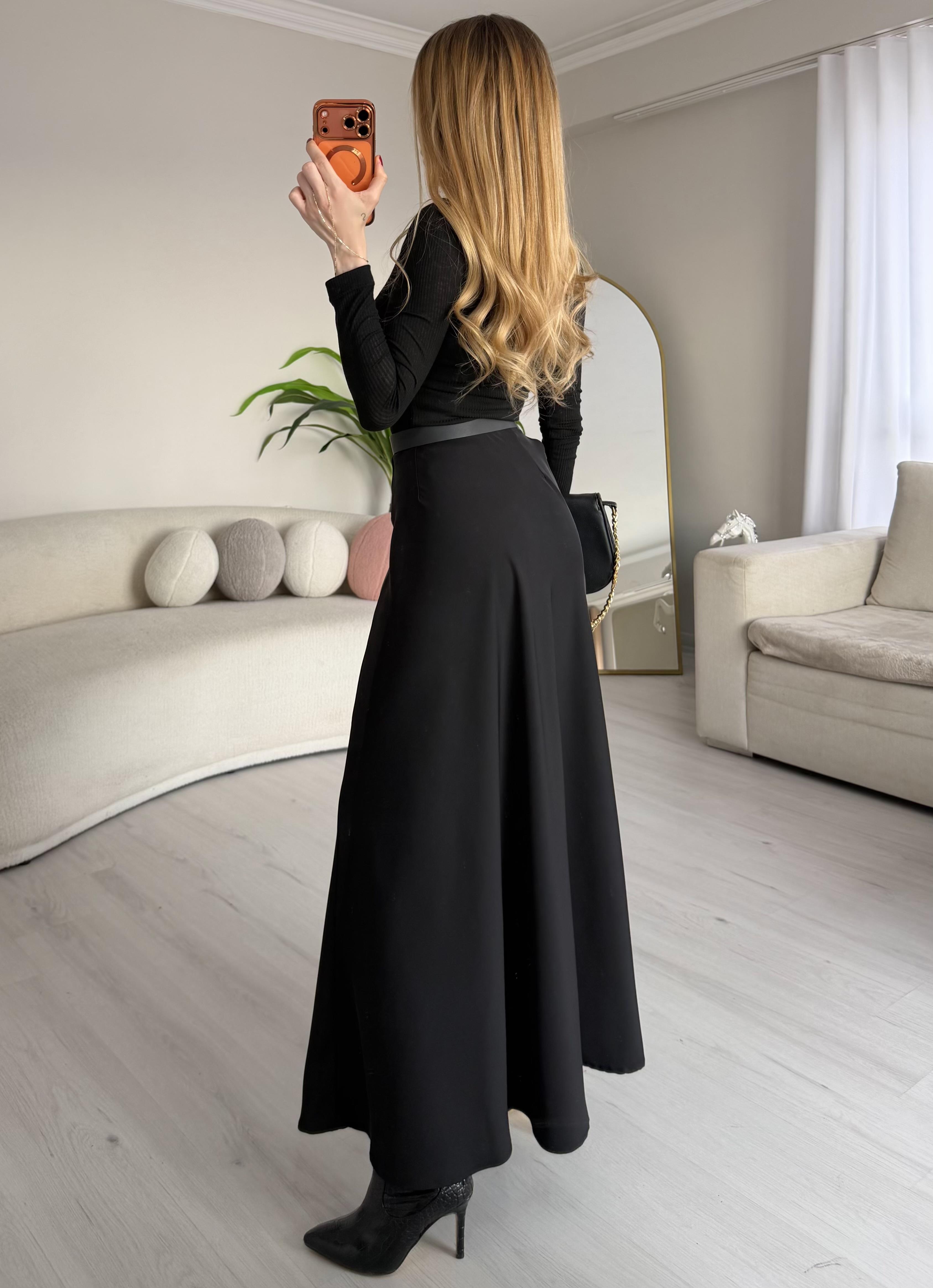 Silhouette Akışkan Maxi Etek(Kemer Dahil Değildir)