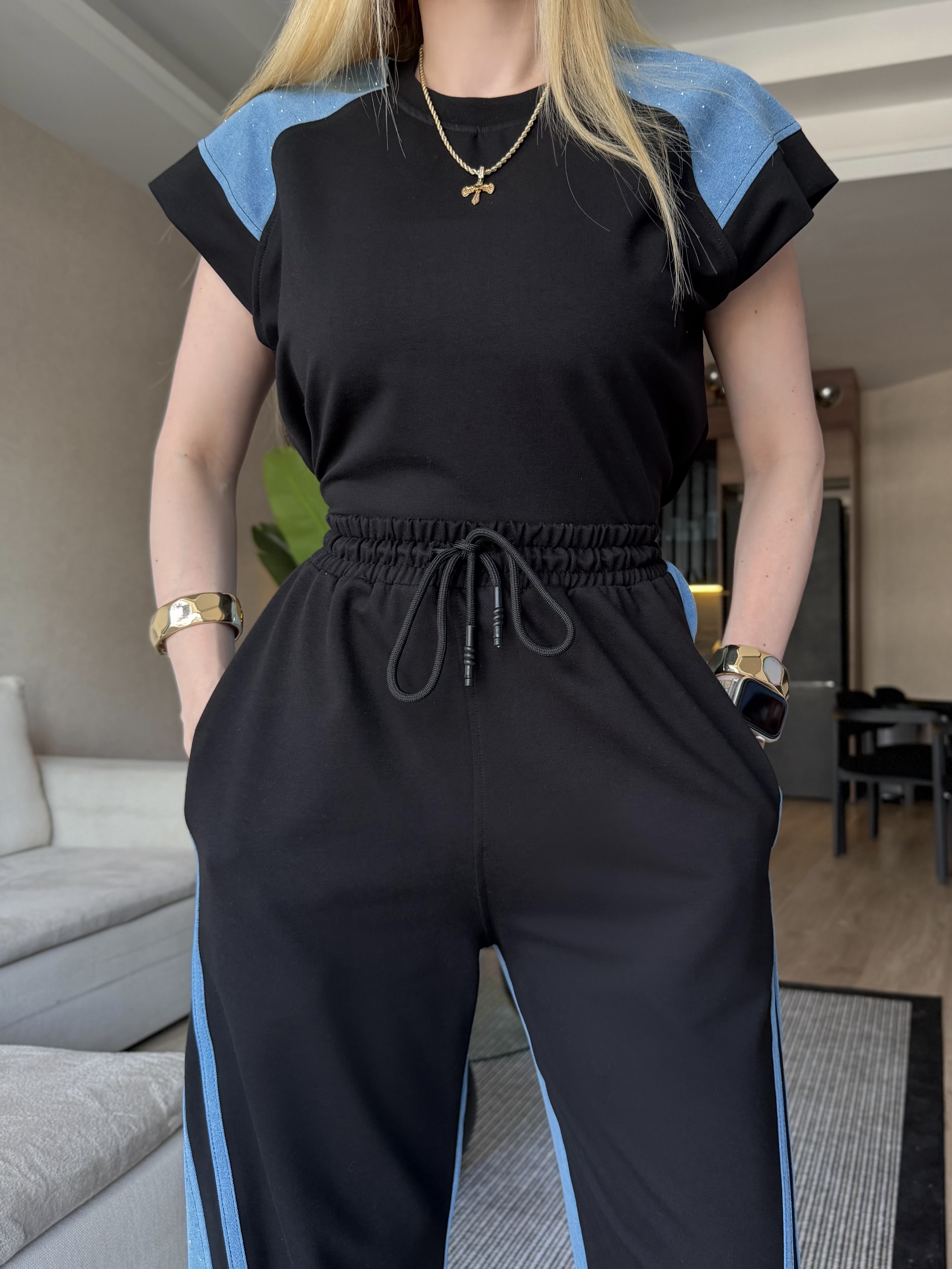Skyline Denim Şeritli Takım