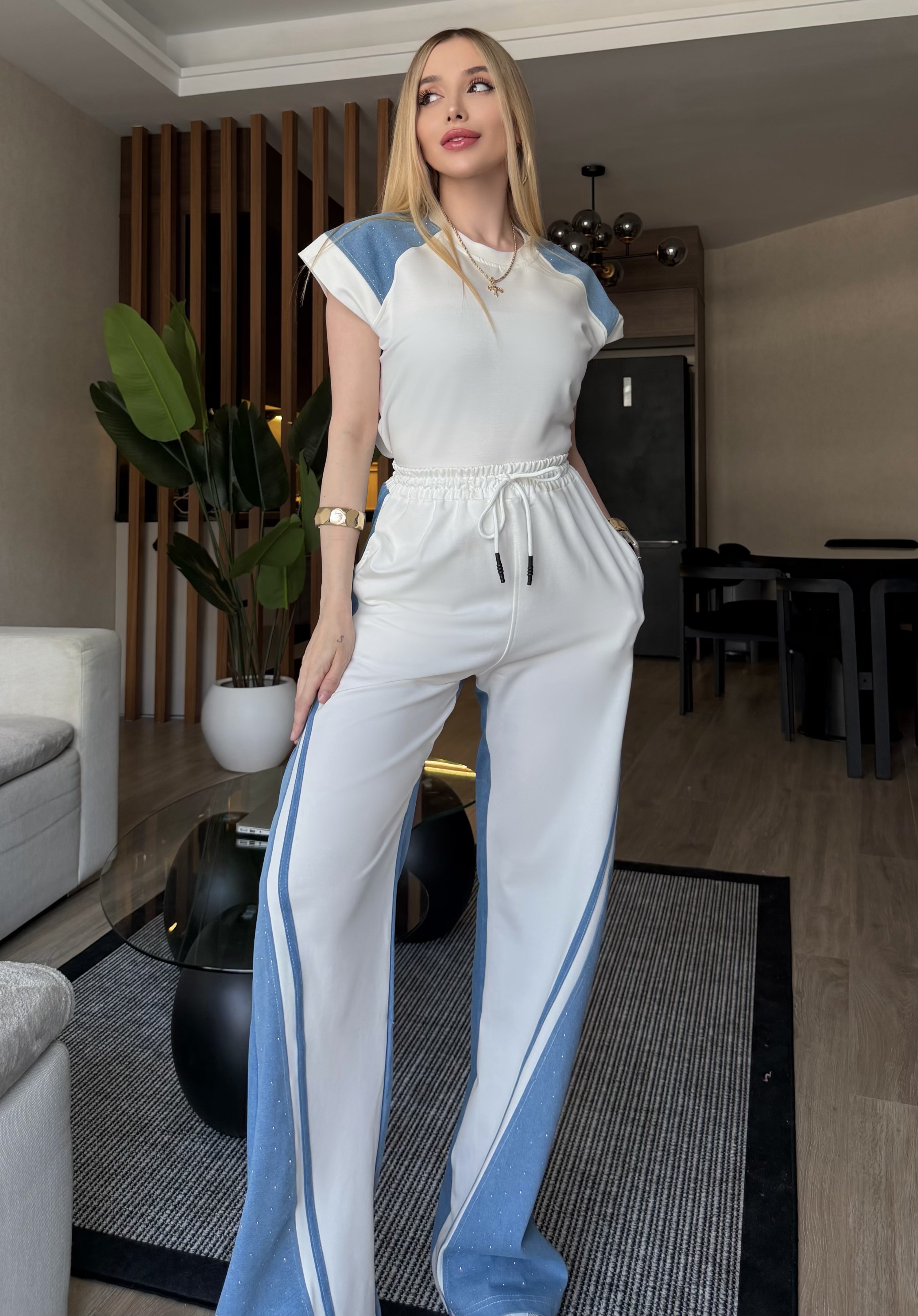 Skyline Denim Şeritli Takım