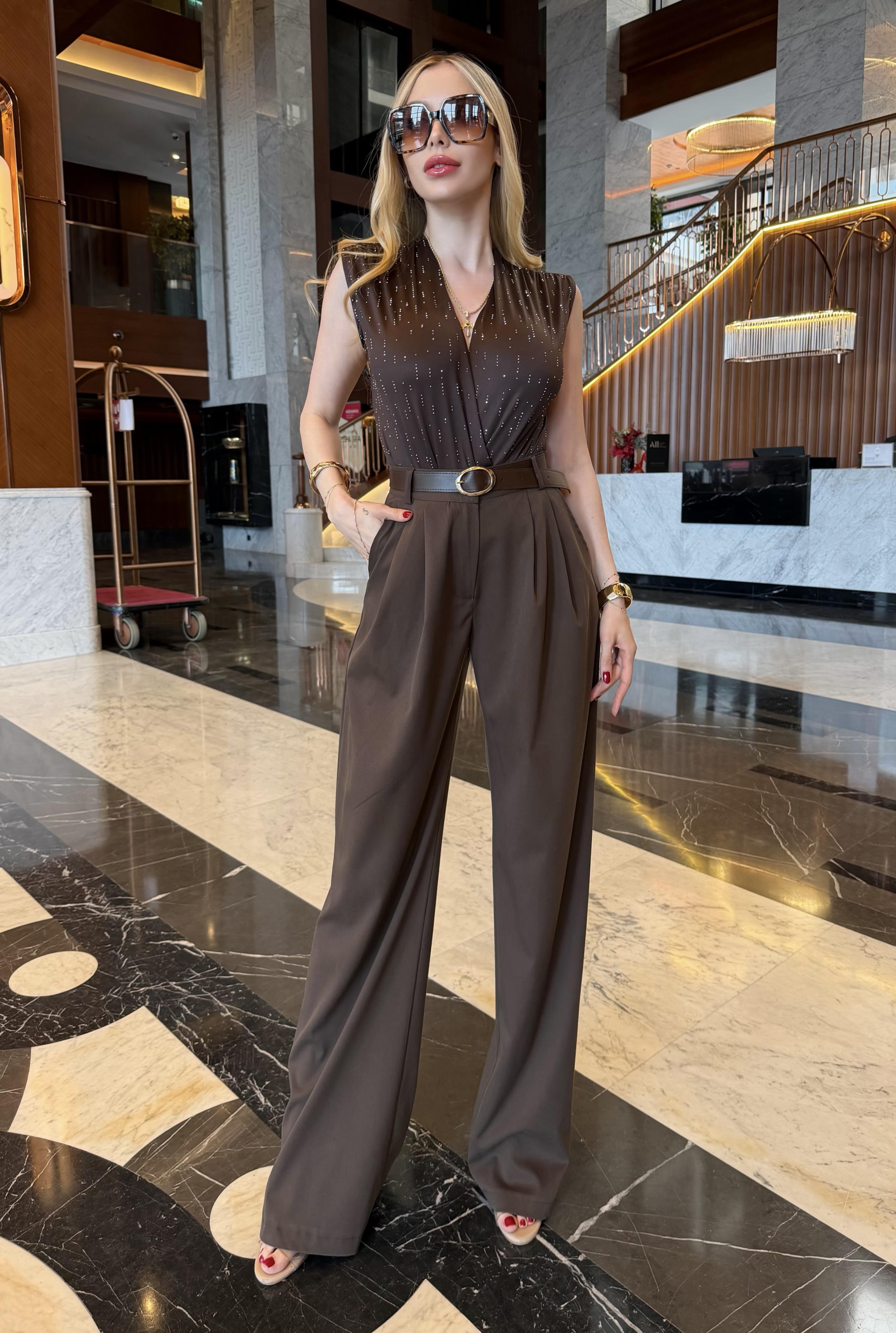Yüksek Bel Luxe Form Kemerli Pantolon