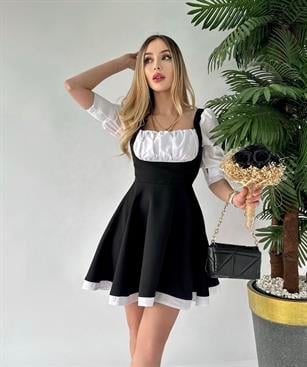 Atlas Ve Poplin Kumaştan Oluşan Çok Şık Detaylara Sahip Tasarım Elbise