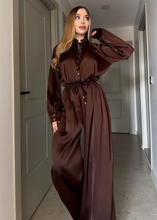 Aurora Satin Wide-Leg Takım