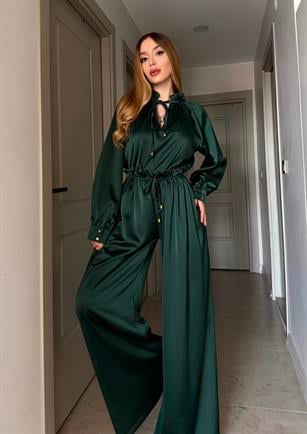 Aurora Satin Wide-Leg Takım