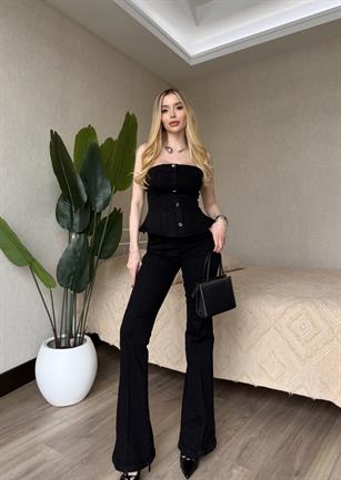 Black Muse Straplez Denim Fit Takım