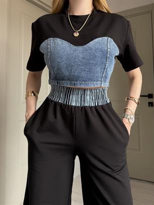 Blue Form Denim Contrast Takım