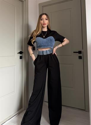 Blue Form Denim Contrast Takım