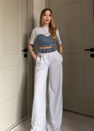 Blue Form Denim Contrast Takım