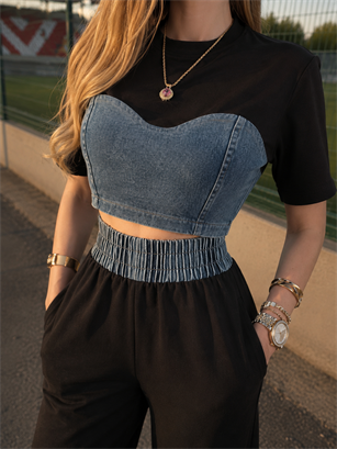 Blue Form Denim Contrast Takım