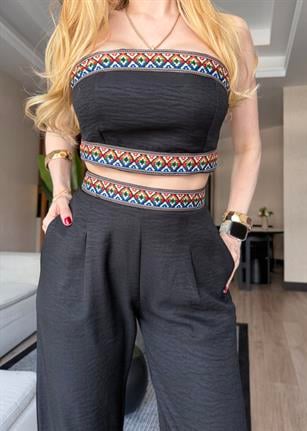 Boho Muse Etnik Desen Nakış Detaylı Takım