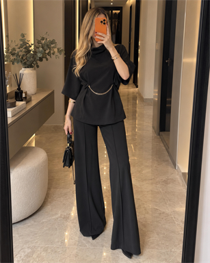 Chic Drape Gold Chain Elegance Takım