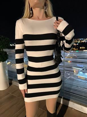 Çizgili Triko Elbise