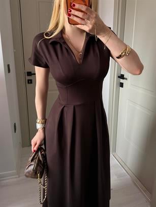 Classique Modal Touch Midi Elbise Kahve