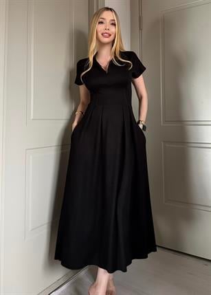 Classique Modal Touch Midi Elbise Siyah