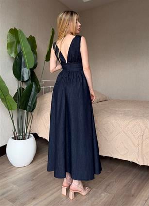 Corset Touch Maxi Denim Elbise