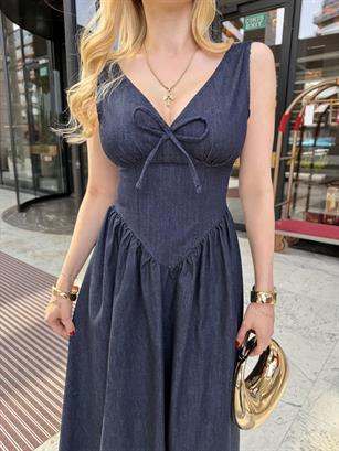 Corset Touch Maxi Denim Elbise