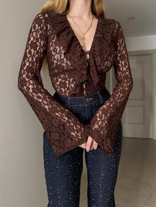 Dantelli Transparan Blossom Lace Bluz