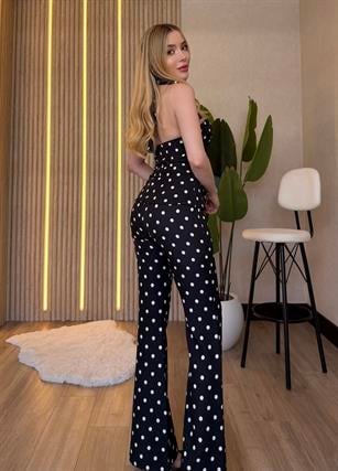 Dolce Polka Silhouette Puantiyeli Takım Siyah