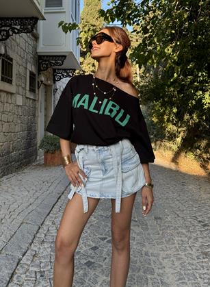 Düşük Omuz 2 İplik Pamuklu Malibu Sweatshirt