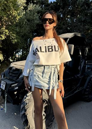 Düşük Omuz 2 İplik Pamuklu Malibu Sweatshirt