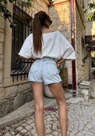 Düşük Omuz 2 İplik Pamuklu Malibu Sweatshirt