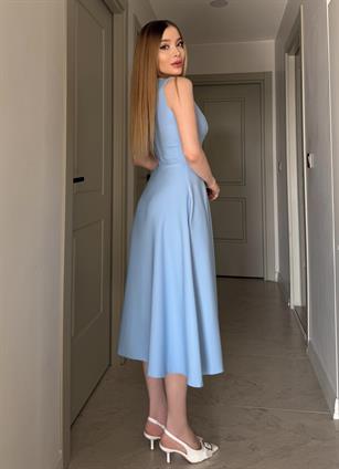 Elegance Flow Halter Midi Dress